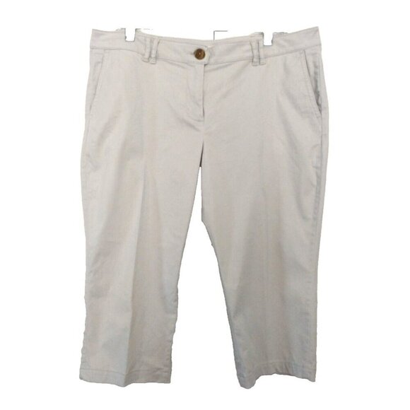 Talbots Womens Live In Chino Cropped Pedal Pusher Pants Gray Pockets  - 12P - Picture 1 of 8